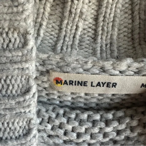 Marine Layer Remi Cozy Knit Wool Blend Mock Neck Sweater‎ Fishermen Knit Sz M - Picture 6 of 12